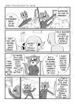  2020 4koma 5_fingers aniapt_(manga) anthro black_nose blush boba_bearstein bodily_fluids canid canine canis cheek_tuft chien clothed clothing comic cute_fangs defeated digital_media_(artwork) dipstick_ears dipstick_tail domestic_dog english_text facial_tuft fingers forced_smile fox greyscale group hair happy holding_object hoodie inside japanese_text kemono looking_away male mammal manga mephitid messy_hair monochrome multicolored_body multicolored_ears multicolored_tail open_mouth open_smile riri_(tapirclip) screentone shocked simple_background skunk smile solo_focus speech_bubble standing sweat sweatdrop tapirclip text text_box topwear tuft two_tone_body ursid window 