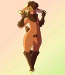  anthro bovid brown_body brown_fur caprine claws fur genitals girly makeup male mammal nude penis sheep slightly_chubby solo tototlfluff 