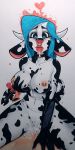 &lt;3 &lt;3_eyes animal_print anthro areola blue_eyes blue_hair bodily_fluids bovid bovine breast_grab breasts brenda_(puffinza) cattle choker cow_print cowbell cowgirl_position cum cum_inside cum_on_tongue ejaculation faceless_male facial_piercing female female_on_top first_person_view genital_fluids hair hand_on_breast hi_res holstein_friesian_cattle horn human human_on_anthro interspecies jewelry lactating looking_at_viewer looking_pleasured male male/female male_on_bottom mammal necklace nipple_piercing nipples nose_piercing nose_ring on_bottom on_top penetration piercing projectile_lactation puffinza ribbons sex tail_bow tail_ribbon tongue tongue_out vaginal vaginal_penetration 