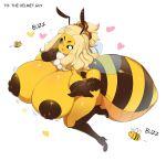  &lt;3 anthro arthropod bee big_breasts blonde_hair breasts female hair hi_res huge_breasts hymenopteran insect multi_arm multi_limb potatorinrin queen_bee simple_background wings 