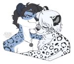  2020 black_spots blue_body blue_fur digital_media_(artwork) duo felid fur grey_body grey_fur hair hug kittydee male mammal pantherine smile snow_leopard spots spotted_body spotted_fur 