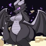  anthro bashful black_body black_scales blush dragon ender_dragon female horn minecraft scales scalie solo squareofthelightones tagme video_games wide_hips wings 