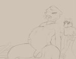  2018 anthro balls belly belly_expansion big_belly bloated breasts breath canid canine drakemohkami duo expansion female flaccid food fox fox_mccloud genitals hair half-closed_eyes hand_on_stomach inflation krystal looking_pleasured male mammal monochrome mostly_nude narrowed_eyes navel nintendo nude panting penis pizza pizza_box pussy scarf scarf_only sitting sketch smile star_fox stuffing tongue tongue_out video_games 