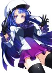  1girl artist_request blue_hair coat dress gloves hat long_hair marija_(muse_dash) muse_dash purple_eyes solo thighhighs very_long_hair 