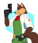  anthro belt canid canine clothed clothing cosplay flight_suit fully_clothed gloves handwear imposter jacket male mammal nintendo scarf solo star_fox topwear treebarkdragon video_games 