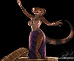  3d_(artwork) belly_dancer bottomwear clothed clothing cobra digital_media_(artwork) female hi_res reptile scalie skirt snake theglassemperor tongue tongue_out topless 