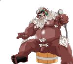  2020 absurd_res anthro balls belly flaccid genitals hi_res humanoid_genitalia humanoid_hands humanoid_penis kemono kimun_kamui_(tas) male mammal moobs moonwhitetiger nipples overweight overweight_anthro overweight_male penis simple_background sitting solo tokyo_afterschool_summoners ursid video_games white_background 