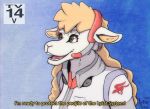  amber_eyes anthro artsyfoxo bovid caprine clothing english_text female headgear headphones headset hi_res jacket mammal microphone nintendo sheep sheeply_vilakazi signature solo star_fox text topwear vhs_filter video_games 