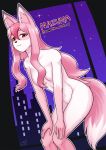  2020 absurd_res anthro black_nose brand_new_animal breasts canid canine coolryong female fluffy fluffy_tail fox fur hair hi_res long_hair looking_at_viewer mammal multicolored_body multicolored_fur nazuna_hiwatashi nude pink_body pink_fur pink_hair portrait red_eyes solo studio_trigger three-quarter_portrait white_body white_fur 