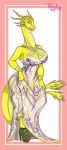  absurd_res anthro big_breasts breasts cleavage clothed clothing crossgender curvy_figure dragon dress female godzilla_(series) hi_res huge_breasts king_ghidorah lips looking_at_viewer rubykila scales scalie smile solo standing thick_bottom_lip toho voluptuous wide_hips yellow_body yellow_scales 