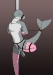  2020 animal_genitalia anthro arm_warmers armwear bottlenose_dolphin bound cetacean chastity_cage chastity_device clothing delphinoid eyes_closed frogtied gag gagged genital_slit genitals grey_body hands_behind_back hands_tied leg_warmers legs_tied legwear male mammal marine nx-3000 oceanic_dolphin raised_tail rope_gag simple_background slit solo tail_bondage toothed_whale 