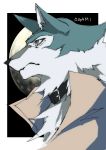  absurd_res anthro black_nose blue_body blue_eyes blue_fur brand_new_animal bust_portrait canid canine canis clothed clothing coat collar fur hi_res male mammal moon multicolored_body multicolored_fur portrait shirou_ogami studio_trigger topwear white_body white_fur wolf yo_na 