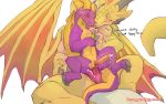  &lt;3 16:10 2020 abdominal_bulge activision anal anal_penetration animal_genitalia blush bodily_fluids claws cum cum_drip digital_media_(artwork) dragon dripping english_text erection genital_fluids genitals half-closed_eyes hi_res horn larger_male male male/male male_penetrated male_penetrating male_penetrating_male membrane_(anatomy) membranous_wings narrowed_eyes nude penetration penis purple_body redponei scalie sex simple_background size_difference smaller_male smile spyro spyro_the_dragon tapering_penis text tight_fit video_games white_background widescreen wings yellow_body 