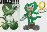  clothing fan_character fur gloves green_body green_fur green_skin handwear lutrine male mammal mustelid purple_eyes rankles_the_otter redraw ring ring_(sonic) simple_background smile sonic_the_hedgehog_(series) spikes thebrave white_background 