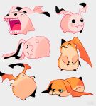  angry antennae_(anatomy) bat_wings black_eyes blue_eyes blush cute_fangs digimon digimon_(species) eyes_closed fangs hi_res lying membrane_(anatomy) membranous_wings musethe open_mouth orange_body patamon pink_body sharp_teeth sleeping standing teeth toes tokomon tongue uvula wings 