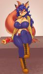  2020 anthro big_breasts blush breasts canid canine carmelita_fox clothing female fox hi_res huge_breasts looking_at_viewer mammal sly_cooper_(series) solo sony_corporation sony_interactive_entertainment sucker_punch_productions tailzkim video_games 