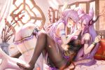  2girls chinese_clothes chinese_dress dress pantyhose qian_wu_atai thighhighs yuri 