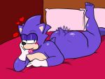  &lt;3 4:3 anthro bed big_butt blush butt cellulite clothing condom condom_in_mouth dusty_miller eulipotyphlan feet furniture girly gloves handwear hedgehog imminent_sex kiss_mark lying male mammal nipples nude on_bed on_front raised_leg seductive seductive_eyes seductive_look sexual_barrier_device solo sonic_the_hedgehog sonic_the_hedgehog_(series) tailwag thick_thighs tight_clothing waiting 