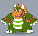 2020 anthro belly biped bowser fangs green_body green_eyes koopa mario_bros nintendo overweight overweight_anthro scalie simple_background solo thepandobo video_games 