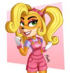  accessory activision anthro bandicoot clothing coco_bandicoot crash_bandicoot_(series) female gloves hair hair_accessory hair_bow hair_ribbon handwear hi_res magaska19 mammal marsupial overalls ribbons solo video_games 