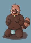  2020 absurd_res ailurid anthro belly bulge clothing hi_res hokolee32 humanoid_hands kemono male mammal navel overweight overweight_anthro overweight_male red_panda simple_background solo underwear 