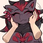 1:1 2025 5_fingers ambiguous/ambiguous ambiguous_anthro ambiguous_gender ambiguous_human anthro anthro_focus artist_name black_body black_ears black_eyebrows black_fur black_hair blush blush_lines bodily_fluids claws digital_media_(artwork) disembodied_hand duo eyebrows eyelashes eyes_closed faceless_character faceless_human facial_tuft finger_claws fingers front_view fur generation_5_pokemon hair hand_on_face heart_symbol hearts_around_head hi_res human mammal meekax_x motion_lines multicolored_body multicolored_ears multicolored_fur multicolored_hair neck_tuft nintendo pokemon pokemon_(species) red_body red_claws red_finger_claws red_fur red_hair red_inner_ear simple_background smile solo_focus text tuft white_background zoroark