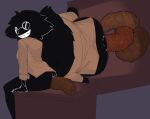 ambiguous_gender anthro anus bive_(regretevator) black_body black_hair bottomless butt clothed clothing eyewear feces feces_on_object feces_pile glasses grey_background hair hi_res long_sleeve_shirt looking_at_viewer pooping pooping_on_object regretevator roblox scatplay simple_background sitting smile smiling_at_viewer solo tan_clothing tan_shirt tan_topwear teeth teeth_showing tiosqr topwear unknown_species wearing_glasses