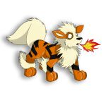 2010 after_transformation all_fours ambiguous_gender arcanine black_markings black_nose breath_powers colored digitigrade elemental_manipulation feral fire fire_breathing fire_manipulation fox0808 fur generation_1_pokemon glistening glistening_body green_eyes mammal mane markings multicolored_body nintendo nude open_mouth orange_body paws pokemon pokemon_(species) quadruped simple_background solo standing striped_markings stripes surprise tail tuft white_background yellow_body yellow_fur