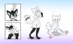 black_body black_fur blush boy_kisser_(meme) bulge_grab bulge_rubbing canid canine clothing clothing_pull dripping duo feet fox fox0808 fur goo_transformation green_eyes grey_body grey_fur hi_res latex latex_transformation living_latex long_socks male male/male mammal mask_transformation meme muffled muffled_speech narrowed_eyes paws slime smile solo tail transformation white_body white_fur white_latex white_tail