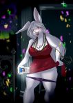  absurd_res big_breasts breasts carnival_(holiday) clothing cocktail_dress drunk female hi_res holidays lagomorph leporid mammal mardi_gras mature_female panties party pinup pose public rabbit selfie substance_intoxication underwear 
