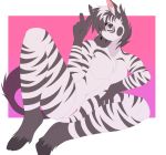  absurd_res breasts equid equine featureless_breasts female hi_res mammal pinup_pose solo zebra 