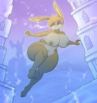  anthro archie_comics big_breasts breasts bunnie_rabbot female hayakain lagomorph leporid mammal rabbit solo sonic_the_hedgehog_(archie) sonic_the_hedgehog_(comics) sonic_the_hedgehog_(series) thick_thighs underwater water 