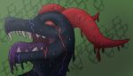  anthro black_body deanwolfwood digital_media_(artwork) dragon horn male melting red_eyes red_horn slime solo teeth tongue vein 