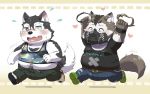  &lt;3 16:10 2020 anthro belly black_nose blush bottomwear bulge canid canine canis clothing domestic_dog duo eyes_closed humanoid_hands husky kemono male mammal nikiciy nordic_sled_dog overweight overweight_male pants shirt spitz topwear widescreen 