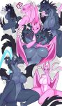  ... 2020 2_heads ? amethystdust anthro big_breasts blep blush bodily_fluids breast_size_difference breasts butt crossed_arms dragon duo english_text featureless_breasts featureless_crotch female hi_res horn hug hydra multi_head navel pink_eyes purple_eyes sweat sweatdrop text tongue tongue_out wings 