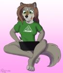  anthro canid canine canis clothing eyewear female glasses hair hi_res kanrod_stavoyan mammal shirt solo tongue tongue_out topwear wolf 