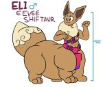  3_toes clothing colored eevee eeveelution eli_(loganarcania) fluffy gem head_tuft height_chart loganarcania male model_sheet nintendo overweight pok&eacute;mon pok&eacute;mon_(species) rock simple_background soft solo taur toes tuft video_games 