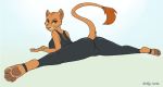  anthro breasts butt camel_toe evilymasterful felid female flexible half-closed_eyes lion looking_at_viewer looking_back lying mammal narrowed_eyes on_front pantherine pawpads raised_tail rear_view simple_background smile solo splits spread_legs spreading white_background 
