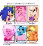  2020 anthro applejack_(mlp) bery0ri black_eyes blue_body blue_eyes blue_fur cartoon_network clothing domestic_cat earth_pony english_text equid equine eulipotyphlan eyes_closed felid feline felis female friendship_is_magic fur gem_(species) gloves green_eyes group hair handwear hasbro hedgehog hi_res horse humanoid lagomorph leporid lola_bunny looney_tunes male mammal my_little_pony nicole_watterson one_eye_closed orange_body orange_fur pantherine pink_body pink_clothing pink_diamond_(steven_universe) pink_fur pink_hair pink_panther pink_panther_(series) pink_shirt pink_skin pink_topwear pony purple_clothing purple_shirt purple_topwear rabbit shirt simple_background six_fanarts_challenge smile sonic_the_hedgehog sonic_the_hedgehog_(series) steven_universe text the_amazing_world_of_gumball topwear warner_brothers white_background wink yellow_body yellow_eyes yellow_fur 