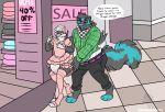 anthro biped blush clothed clothing crossdressing diaper digitigrade duo exposed_diaper father father_and_child father_and_son feces fully_clothed fur girly hair hybrid infantilism isf_(chrono_zaishi) legwear male male/male mall mammal mephitid messy_diaper multicolored_body multicolored_fur parent parent_and_child pooping public scat shirt skunk soiled_diaper soiling soiling_diaper son stockings subdivisions text toes topwear were weremephitid wereskunk 