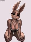  2020 anthro aozee beastars bra breasts cleavage clothed clothing female half-closed_eyes haru_(beastars) hi_res lagomorph leporid looking_at_viewer mammal narrowed_eyes panties rabbit solo underwear 