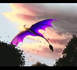 2020 absurd_res ambiguous_gender black_bars blakc_bars day detailed_background digital_media_(artwork) dragon feral hi_res horn letterbox membrane_(anatomy) membranous_wings outside plaguedogs123 sky solo wings wyvern 