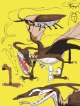  2020 3:4 arthropod blattodea brown_body brown_scales claws cockroach dragon duo feral forked_tongue hi_res human insect male mammal multiple_images scales sharp_teeth simple_background sketch solo_focus teeth tongue watermark wings yellow_background yogin 