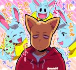  anthro blue_body burgerpants domestic_cat felid feline felis hair hi_res lagomorph leporid mammal nicecream_man oosuko925 rabbit undertale video_games 