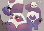  2020 alp_(tas) anthro balls bear belly blush duo eyes_closed fellatio fur genitals giant_panda grey_balls grey_penis hi_res kemono lifewonders male male/male mammal moobs motion_lines motion_outline multiple_images nipples oral overweight overweight_male penile penis purple_body purple_fur rei_illustrator sex small_penis smooth_motion_outline solo solo_focus tokyo_afterschool_summoners white_balls white_body white_fur white_penis 