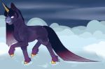  cloud equid equine female feral hair hasbro hi_res horn mammal my_little_pony onouvan purple_body solo sparkly translucent translucent_hair unicorn 