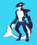  absurd_res anthro blue_eyes cetacean clothing delphinoid hi_res hybrid lunarthunderstorm male mammal marine oceanic_dolphin open_mouth orca simple_background smile solo standing toothed_whale underwear 
