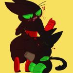  &lt;3 1:1 alternate_form angry anthro big_butt black_body black_fur blush butt cartoon_network clothing cross-popping_vein cuddling domestic_cat duo felid feline felis fur green_clothing green_eyes male male/male mammal mao_mao:_heroes_of_pure_heart red_clothing roquill_galaxy1 selfcest sheriff_mao_mao_mao square_crossover stubby_tail vein 