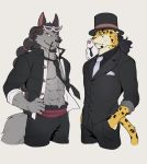  abs avian bird canid canine canis clothed clothing columbid dove duo eyewear facial_hair felid foxvulpine fur grey_body grey_fur hair hat hattori_(one_piece) headgear headwear jabra_(one_piece) leopard male mammal muscular necktie one_piece pantherine rob_lucci_(one_piece) scar simple_background spots spotted_body spotted_fur sunglasses wolf yellow_body yellow_fur 