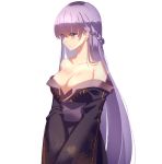  1girl absurdres arcelle blush braid breasts cape cleavage commission commissioner_upload fire_emblem fire_emblem:_the_binding_blade fire_emblem_cipher fire_emblem_heroes highres japanese_clothes kimono large_breasts long_hair no_bra purple_eyes purple_hair purple_kimono shiny shiny_hair simple_background solo sophia_(fire_emblem) very_long_hair white_background 